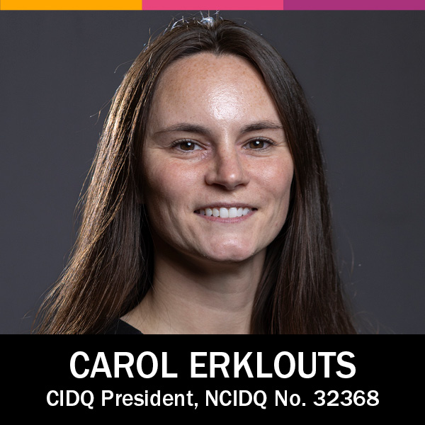 A photo of Carol Erklouts, CIDQ President, NCIDQ No. 32368